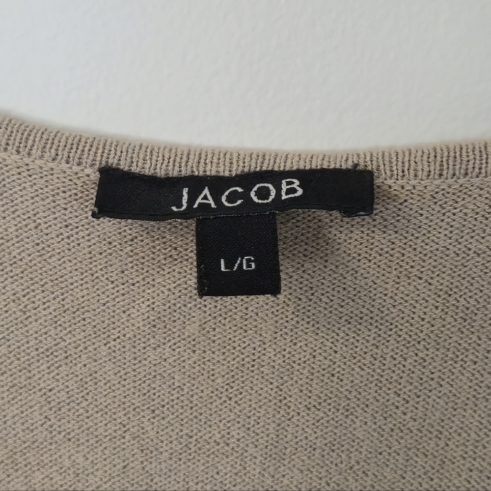 JACOB L Beige V-Neck Sleeveless Tank Minimalist Layering Essential Knit Vest Top - Picture 5 of 11